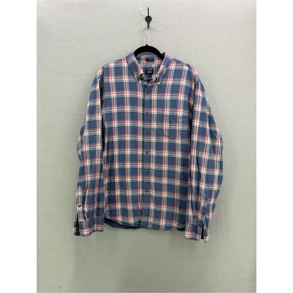 J. Crew Mens Blue Red Double Weave Classic Plaid Button Down Shirt Size XL - Picture 1 of 8